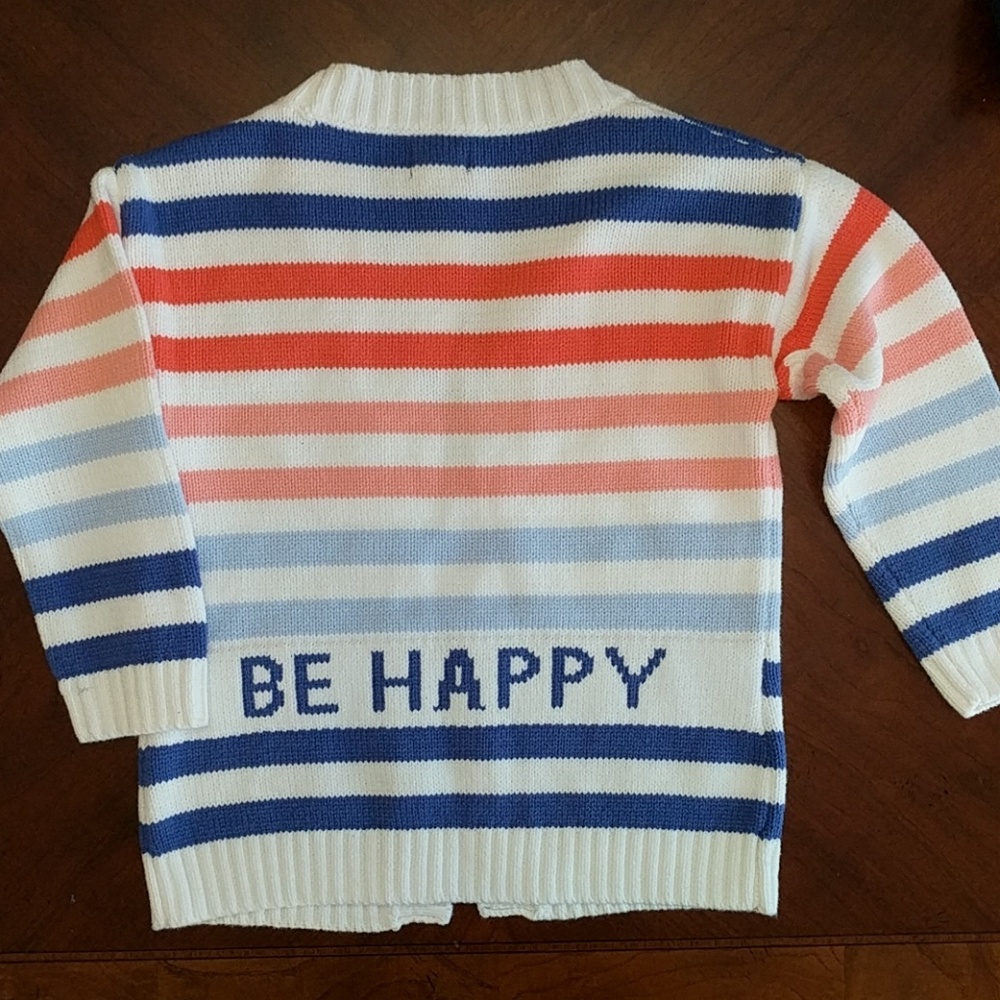 Striped "Be Happy" Cardigan
